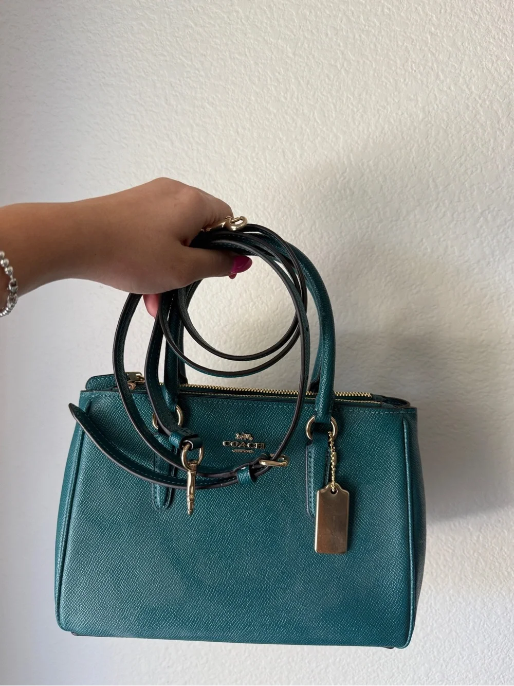 Authentic Coach Mini Surrey Carryall – Viridian Green/Teal